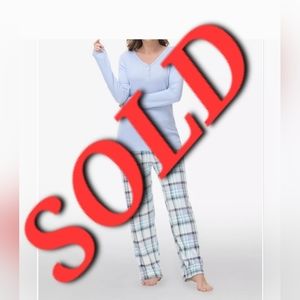 ECHO Women's Henley Top with Microlight Lounge Pant Set,Size MEDIUM